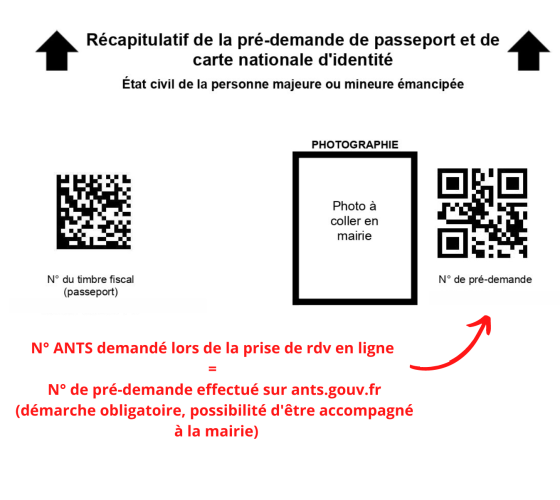 N° ANTS demandé lors de la prise de rdv en ligne = N° de pré-demande effectué sur ANTS